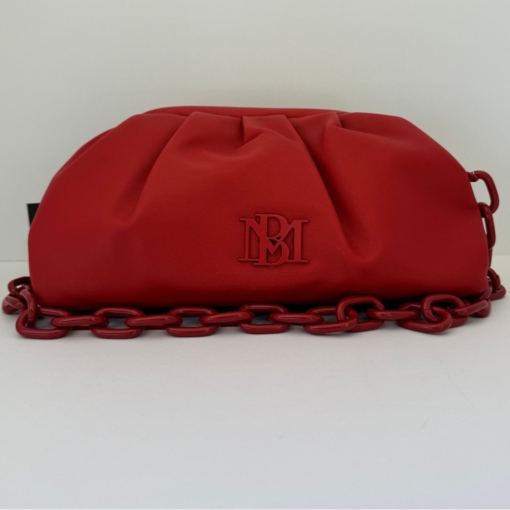 Badgley Mischka Red Designer Chain Clutch. Sophisticated Design!